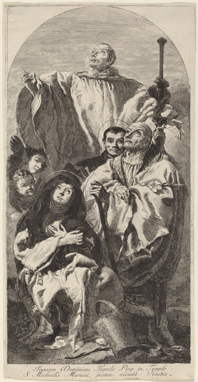Vier heiligen van de Benedictijner orde door Giovanni Domenico Tiepolo