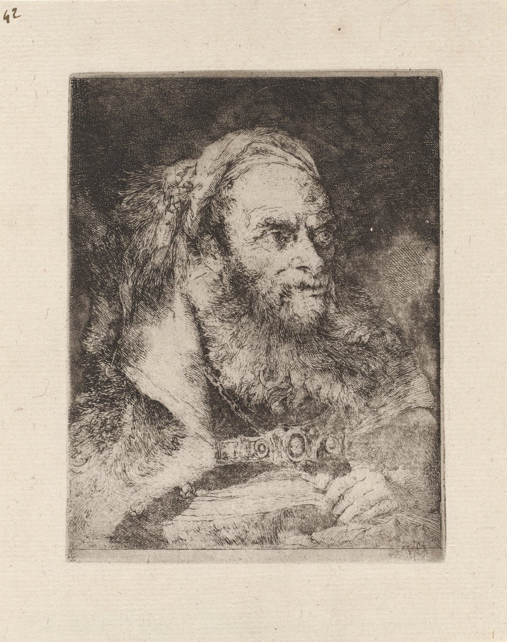 Hoofd van een oosterling, een boek in de hand, uit de Raccolta di Teste (Collectie van hoofden) door Giovanni Domenico Tiepolo