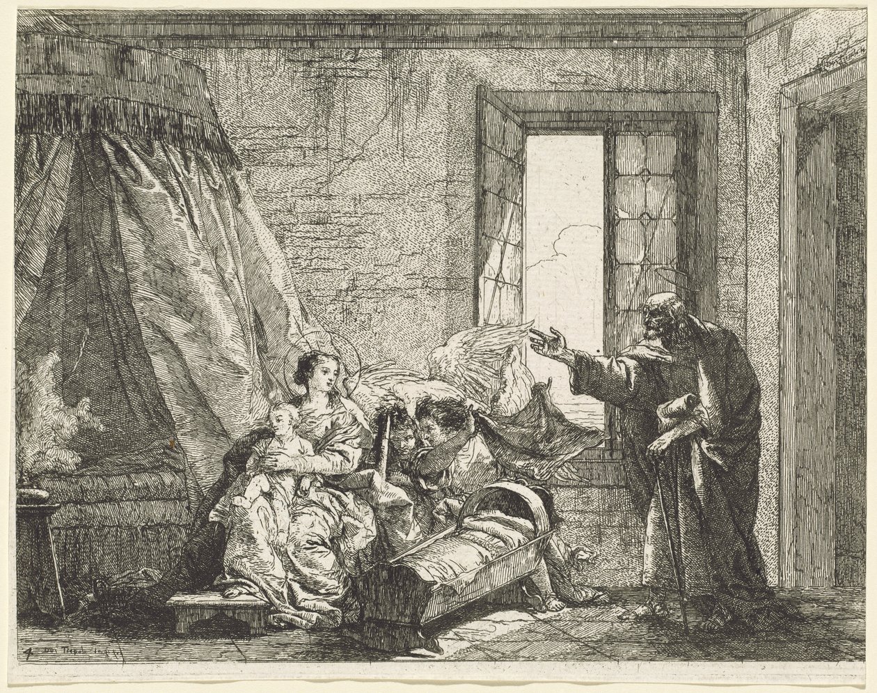 Jozef vertelt Maria Gods bevel om te vluchten door Giovanni Domenico Tiepolo