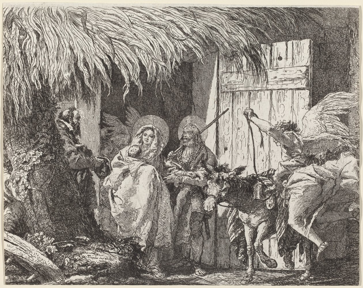 Jozef en Maria Bereiden Zich Voor om te Vertrekken door Giovanni Domenico Tiepolo