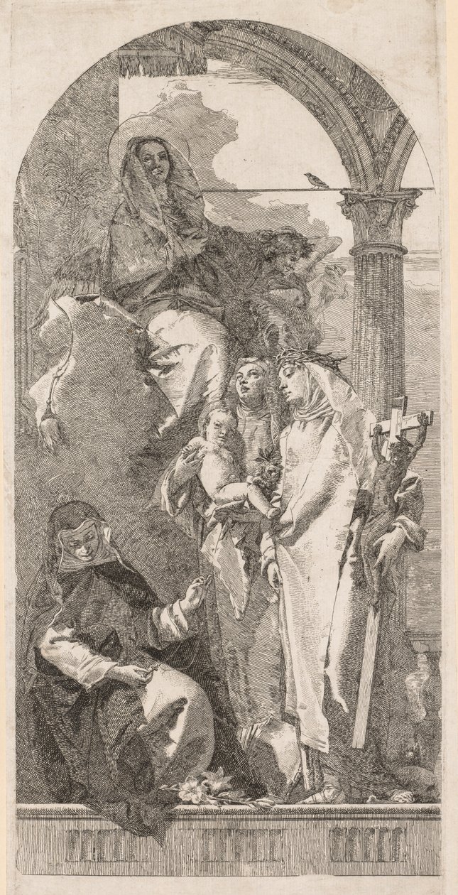 Madonna met heiligen Agnes, Catherine en Rosa door Giovanni Domenico Tiepolo
