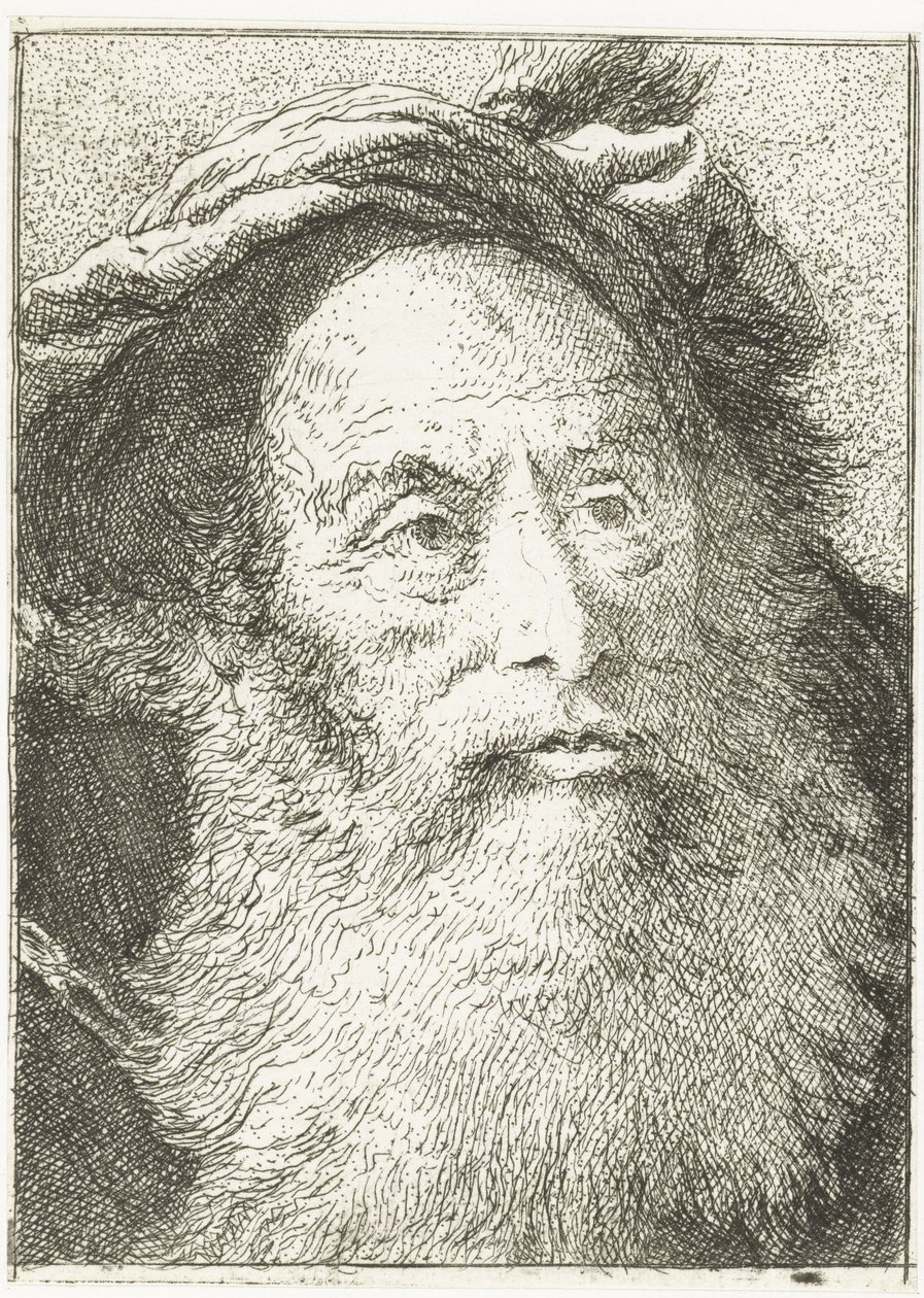 Man met baard door Giovanni Domenico Tiepolo