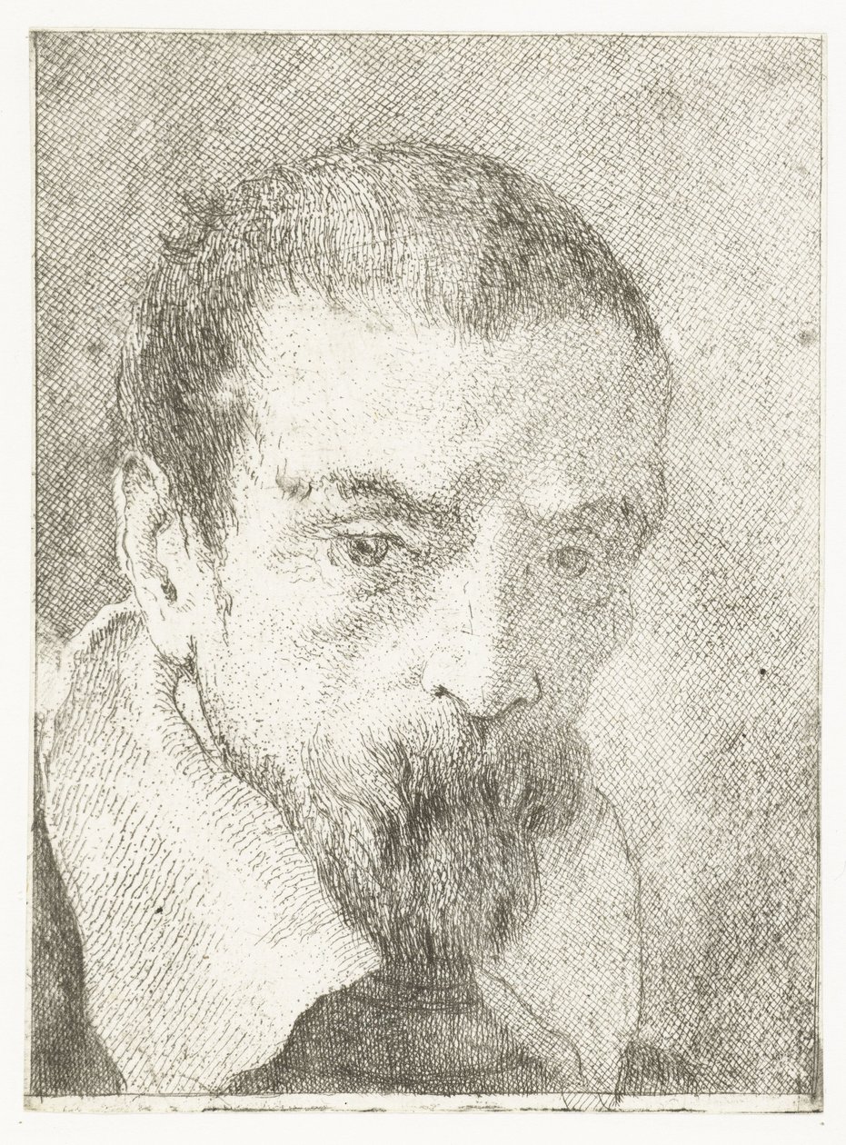 Man met kleine baard zonder hoofddeksel door Giovanni Domenico Tiepolo