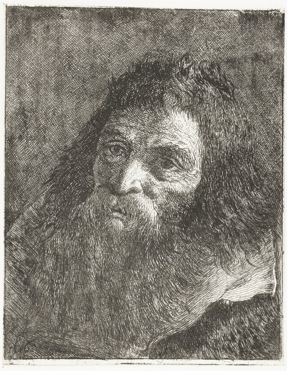 Man met lang haar en baard door Giovanni Domenico Tiepolo