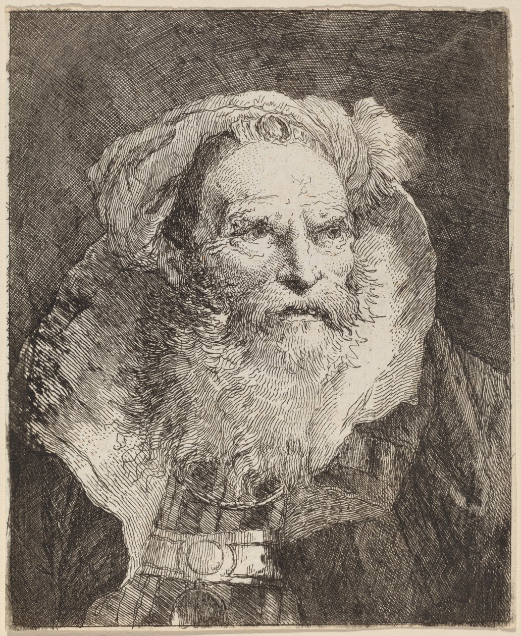 Oude man mediterend door Giovanni Domenico Tiepolo