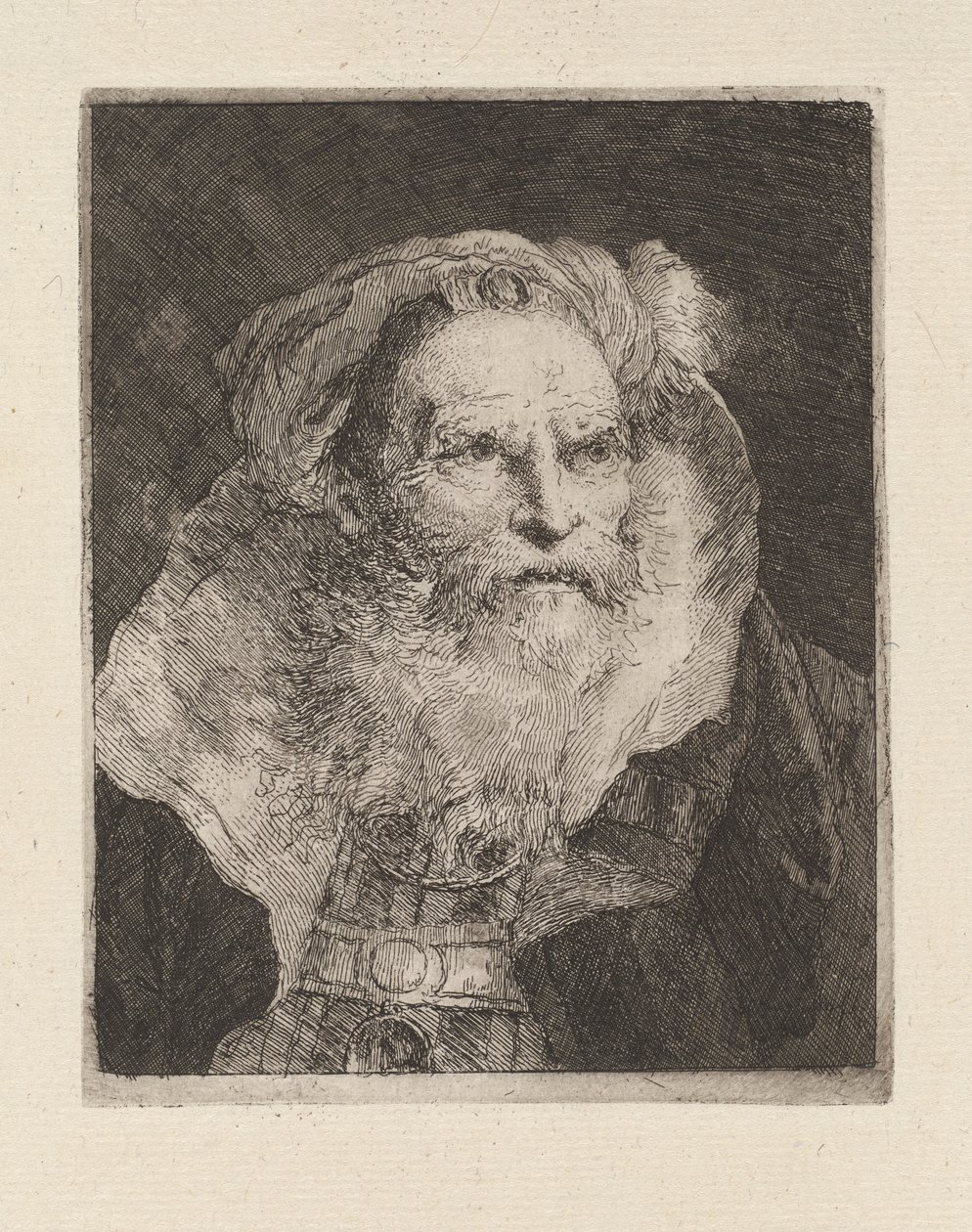 Oude man mediterend, uit de Raccolta di Teste door Giovanni Domenico Tiepolo