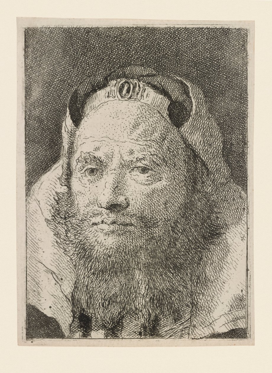 Oude man met een baard, uit de Raccolta di Teste (Collectie van Hoofden) door Giovanni Domenico Tiepolo