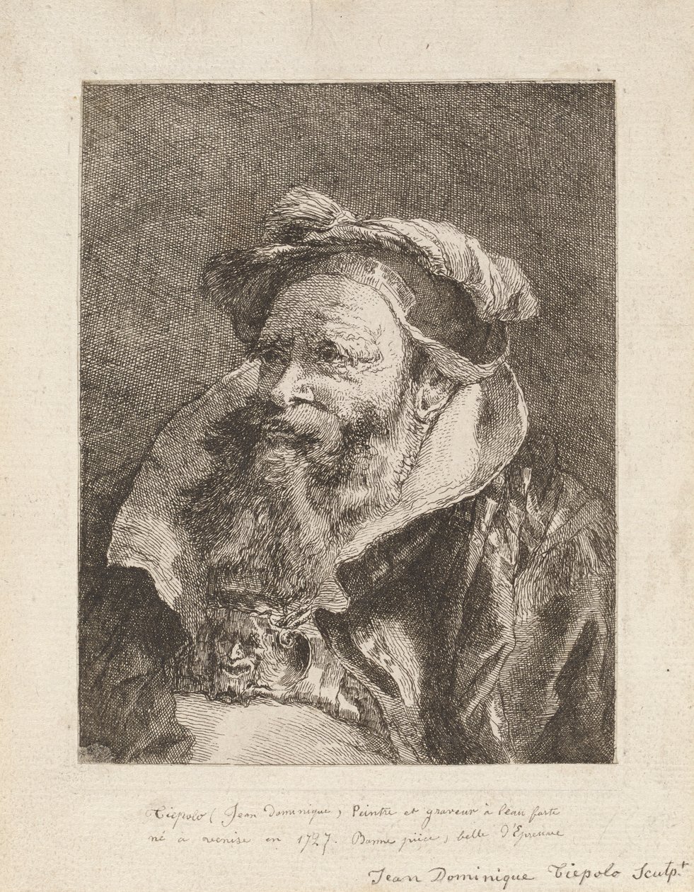 Oude man met een baard, uit de Raccolta di Teste (Collectie van Hoofden) door Giovanni Domenico Tiepolo