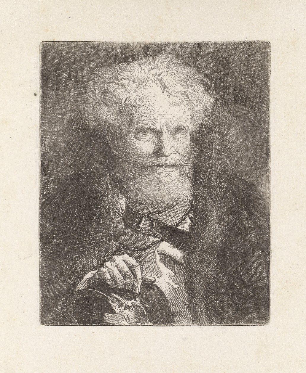 Oude man met een helm, uit de Raccolta di Teste (Collectie van hoofden) door Giovanni Domenico Tiepolo