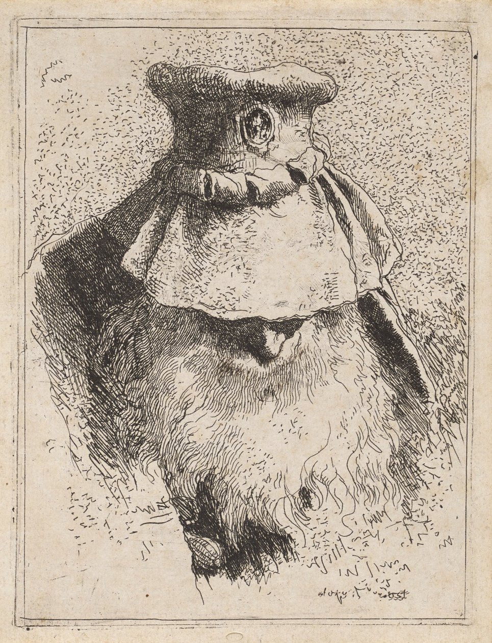Oude man met een grote hoed, uit de Raccolta di Teste (Collectie van Hoofden) door Giovanni Domenico Tiepolo