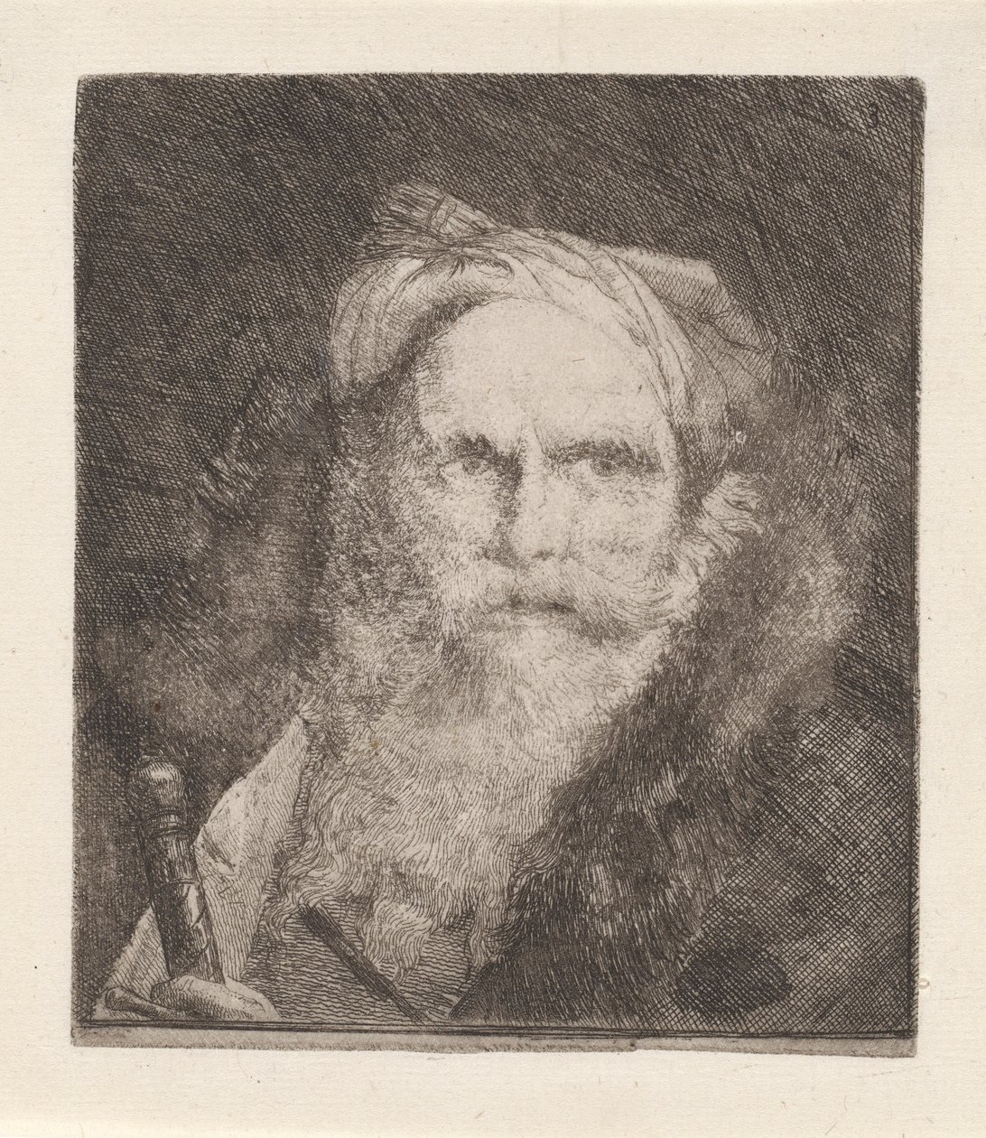 Oude man met een zwaard, uit de Raccolta di Teste (Collectie van hoofden) door Giovanni Domenico Tiepolo