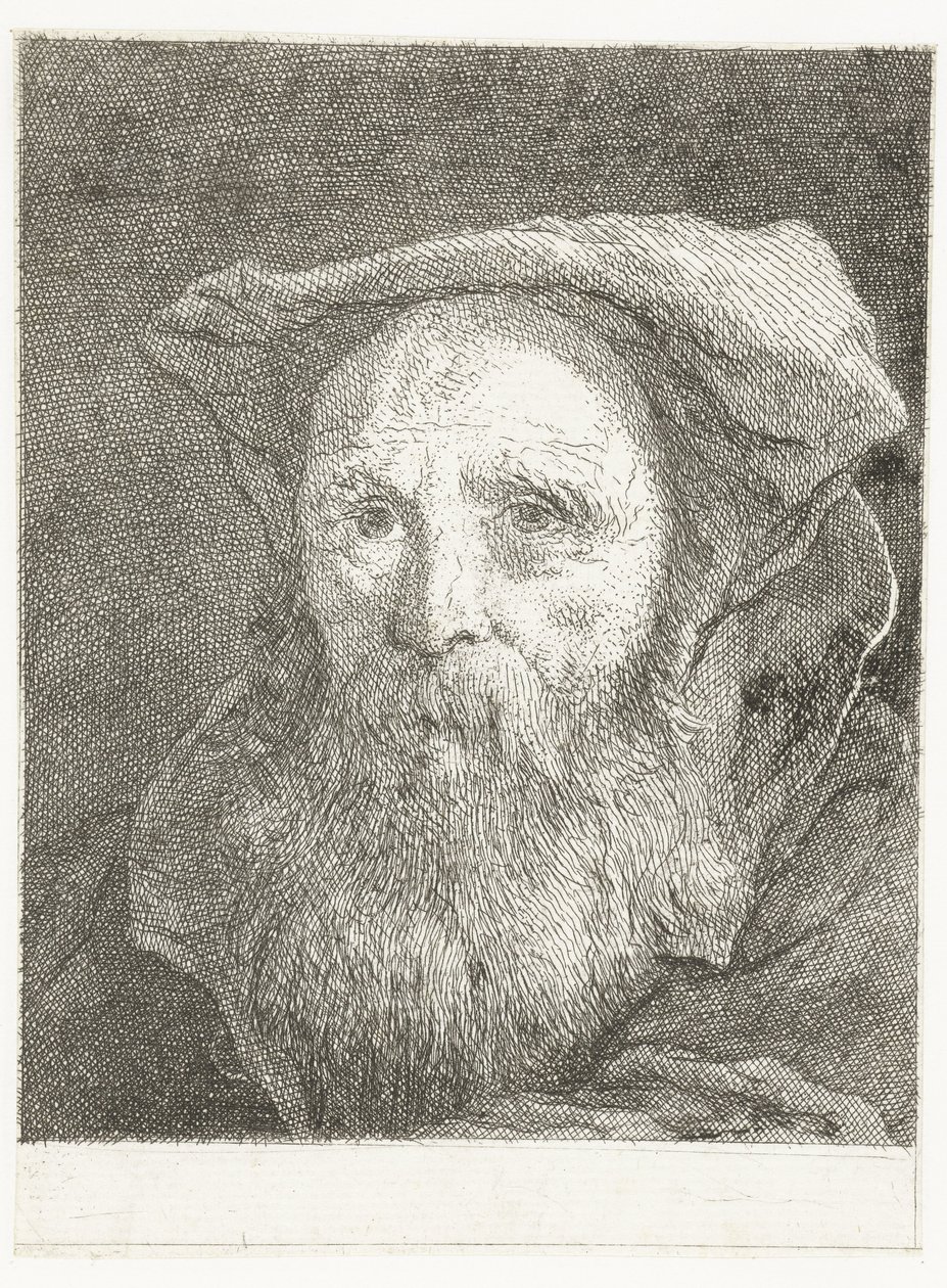 Oude man met baard en baret door Giovanni Domenico Tiepolo