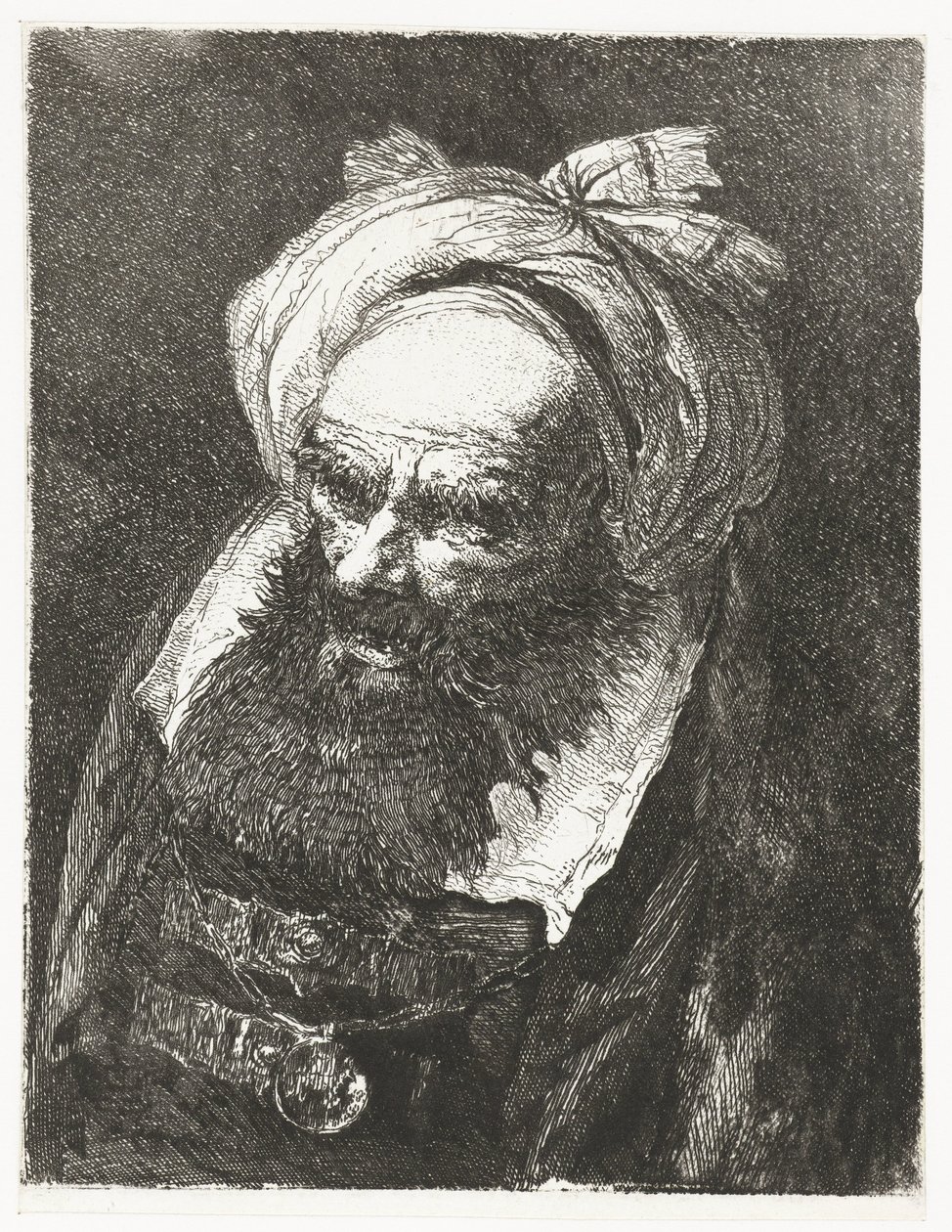 Oude man met tulband door Giovanni Domenico Tiepolo