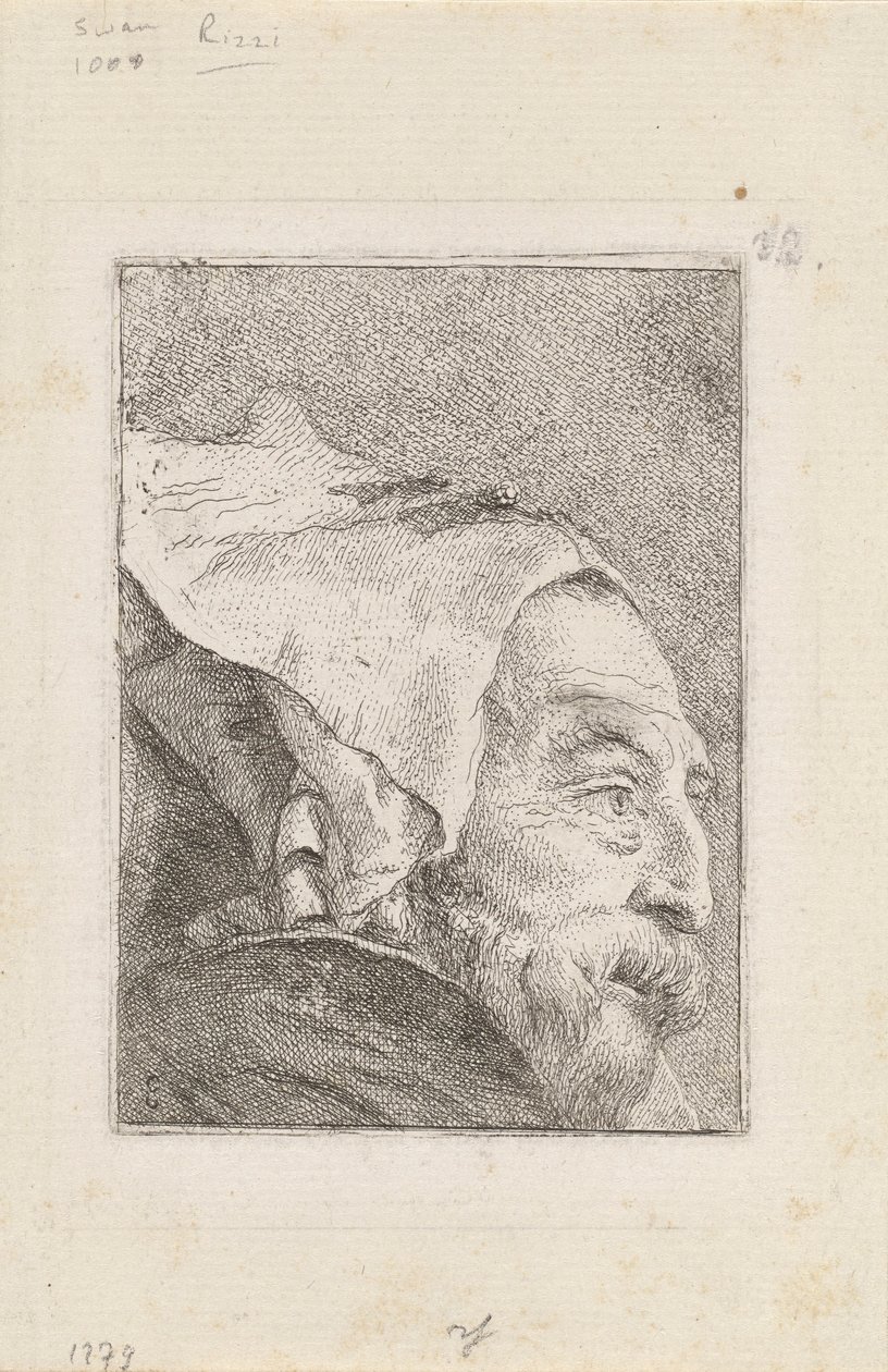 Profiel van een Oude Man, uit de Raccolta di Teste door Giovanni Domenico Tiepolo