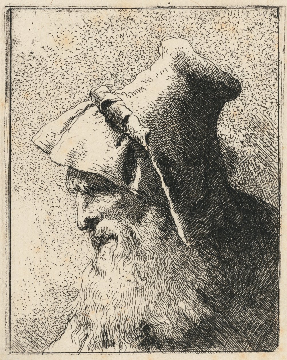 Profiel van een oude man met een baard door Giovanni Domenico Tiepolo