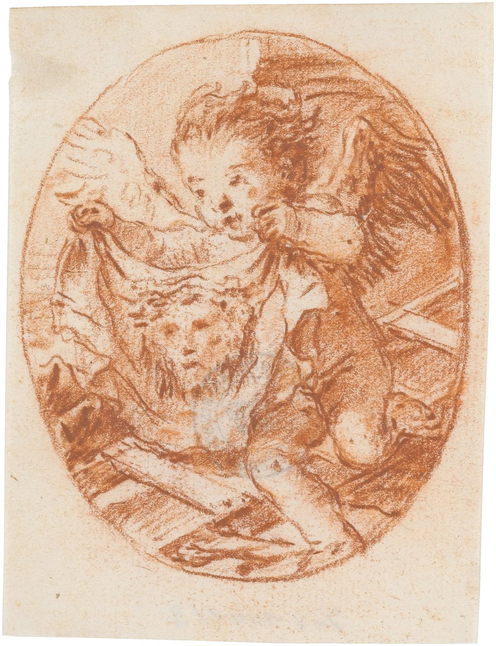Putto mit Schweißtuch der Veronika und den Leidenswerkzeugen door Giovanni Domenico Tiepolo