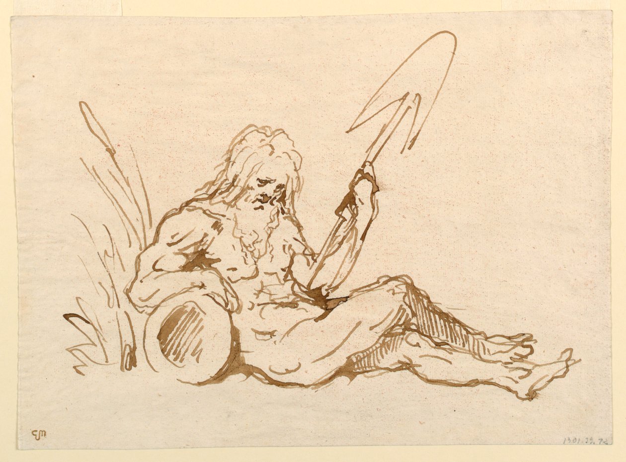 Schets van een riviergod door Giovanni Domenico Tiepolo