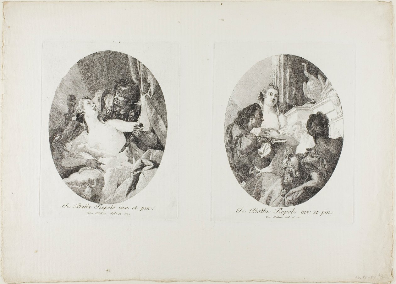 Tarquinius en Lucretia en Cleopatra Geëerd met Geschenken door Giovanni Domenico Tiepolo