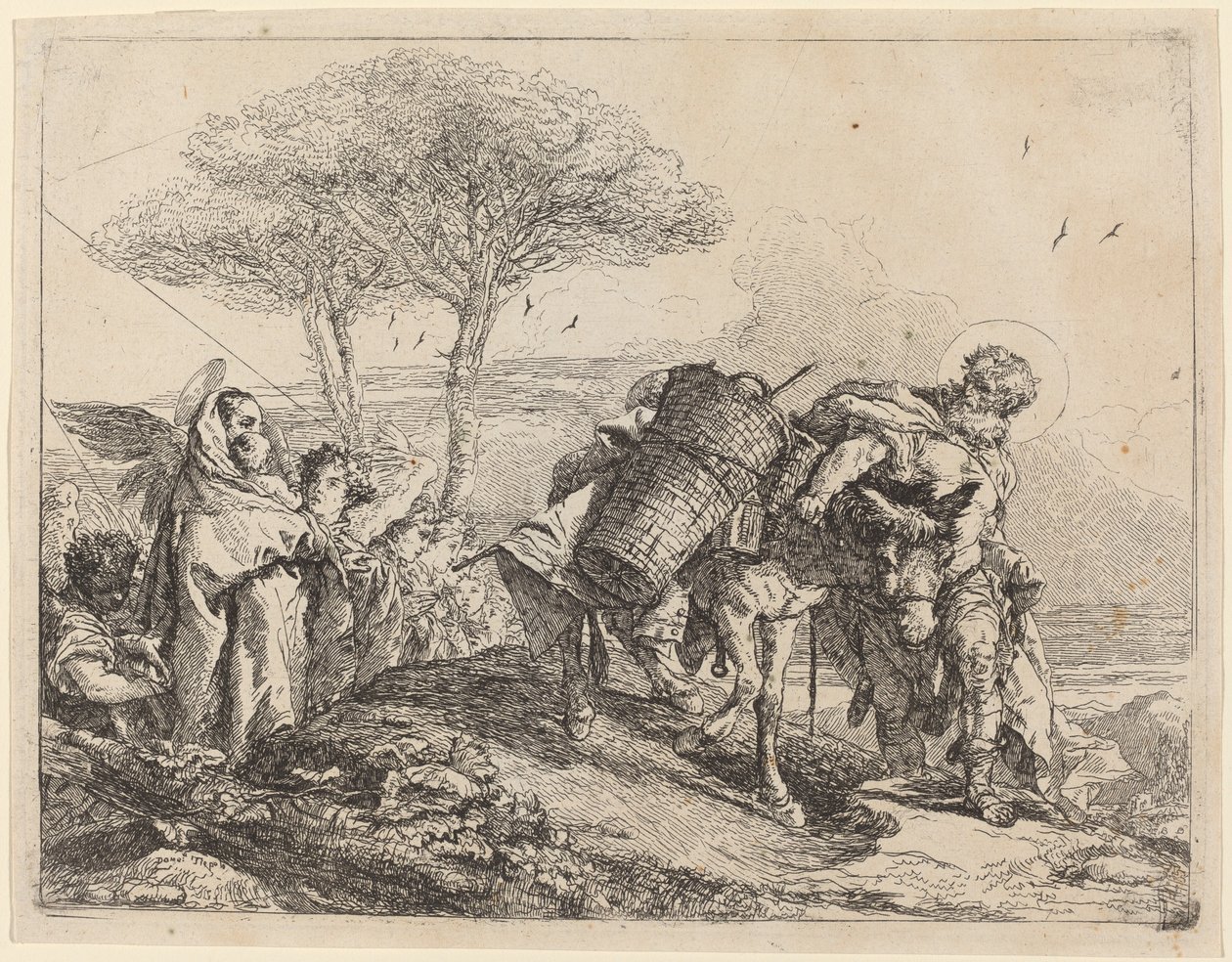 De Madonna en Kind aan de Linkerkant, met een Rij Engelen door Giovanni Domenico Tiepolo