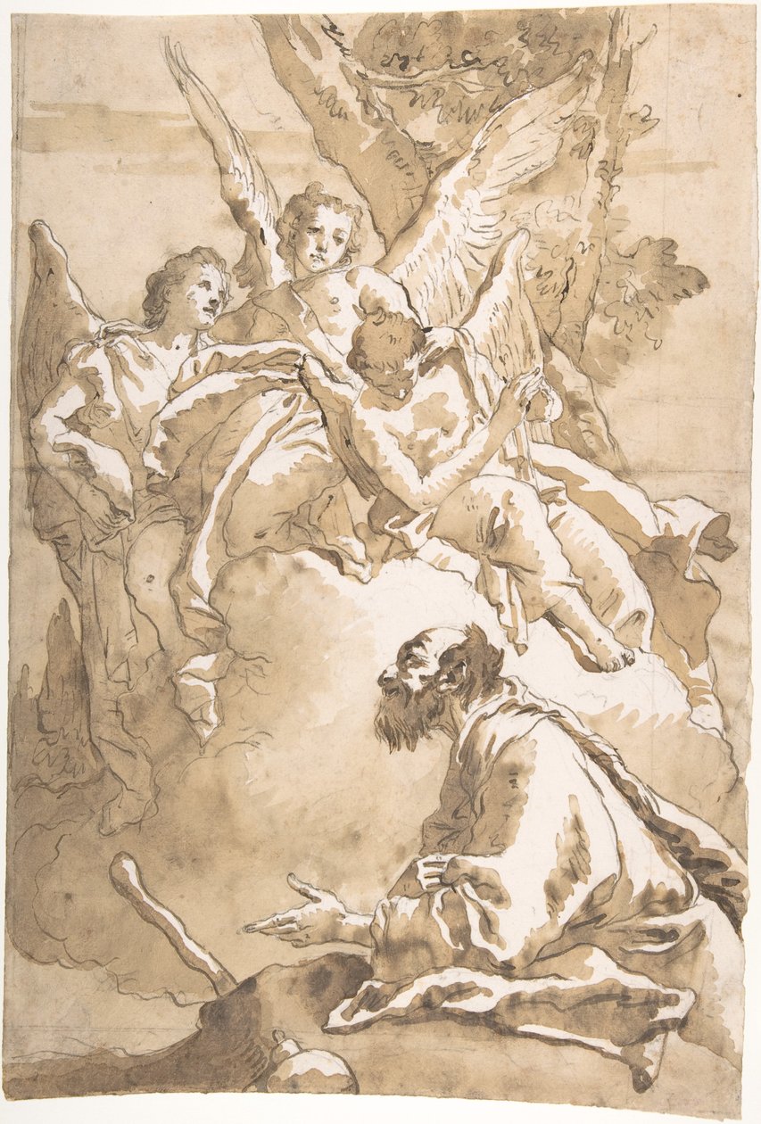 De drie engelen die aan Abraham verschenen bij de eiken van Mamre door Giovanni Domenico Tiepolo