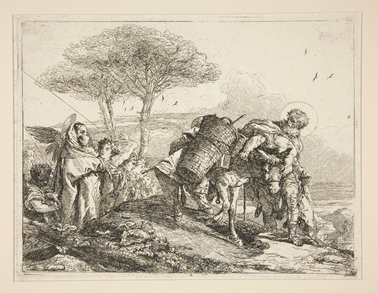 De Maagd, met het Kind, uit de serie Idee pittoresche sopra la fuga in Egitto (Vlucht naar Egypte) door Giovanni Domenico Tiepolo