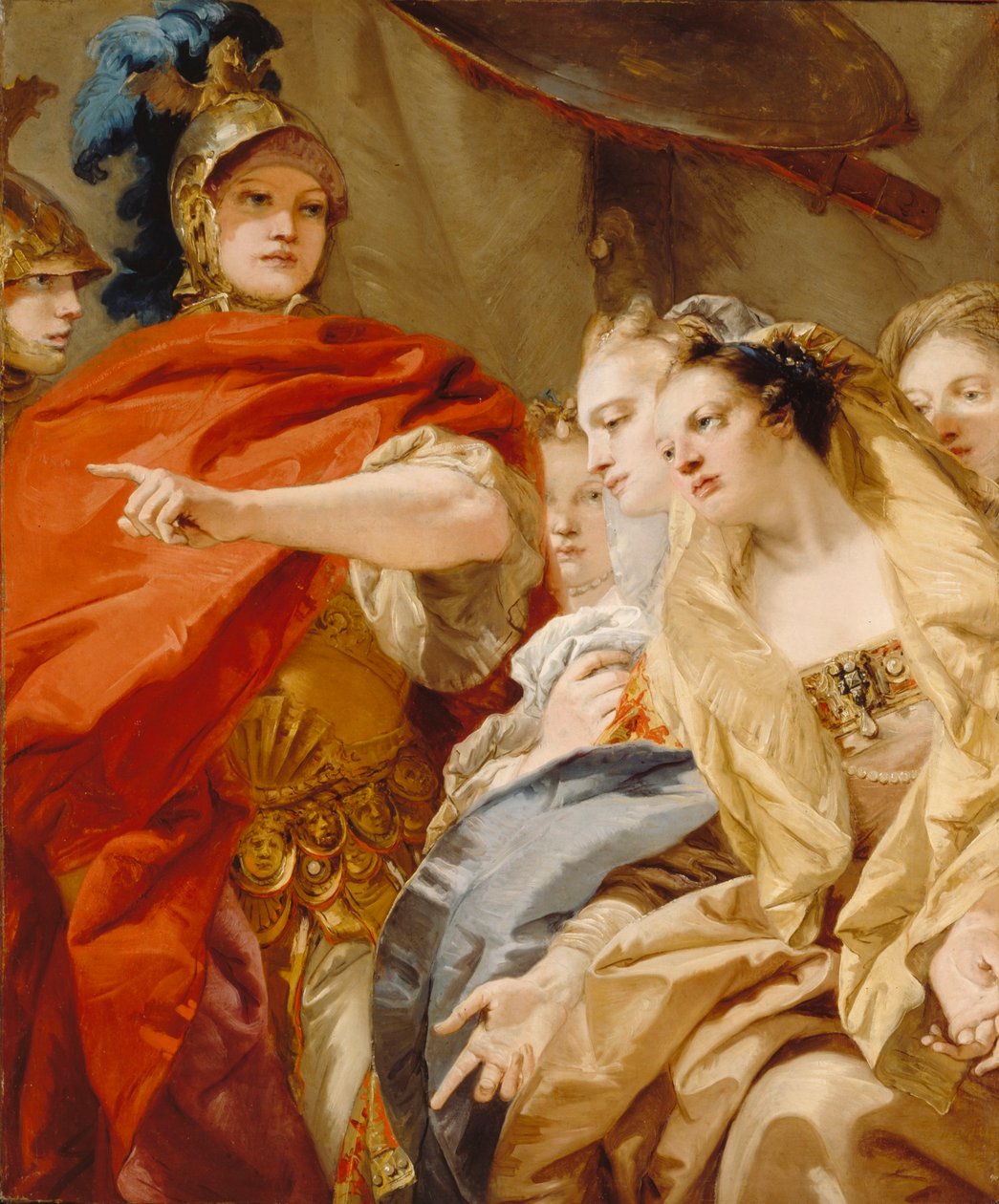 De vrouwen van Darius roepen de clementie van Alexander in door Giovanni Domenico Tiepolo