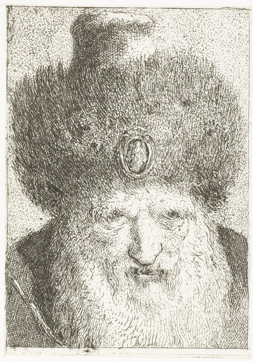 Turkse man met bontmuts door Giovanni Domenico Tiepolo