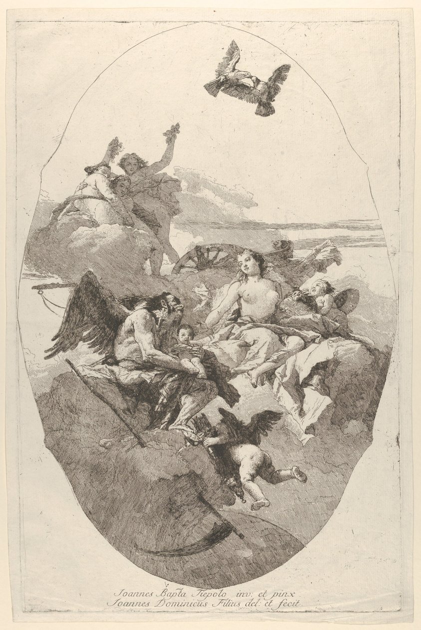 Venus vertrouwt Cupido toe aan Tijd, 1758-80 door Giovanni Domenico Tiepolo