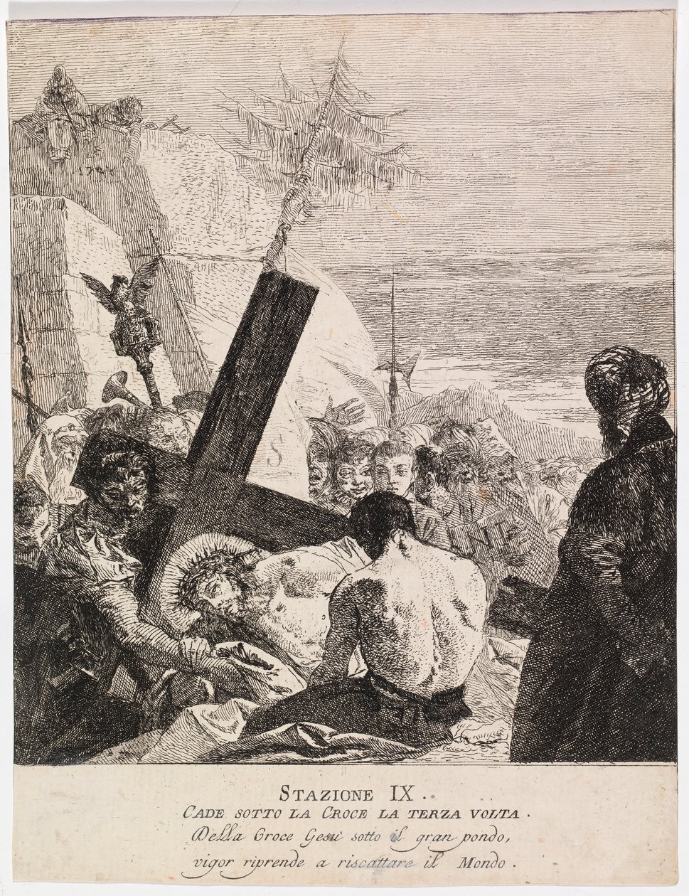 Via crucis - Statie IX. Jezus valt voor de derde keer door Giovanni Domenico Tiepolo