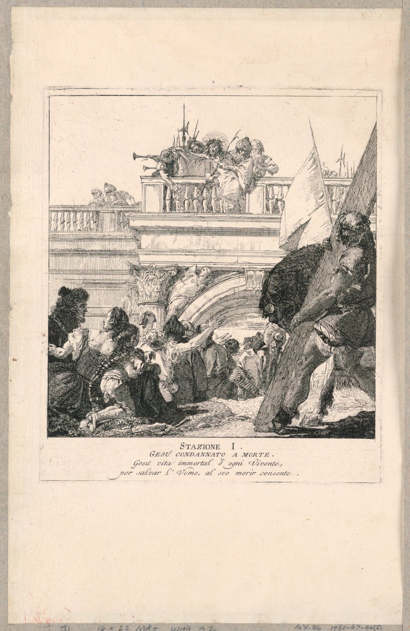 Via crucis - Station I, Jezus veroordeeld tot de dood door Giovanni Domenico Tiepolo