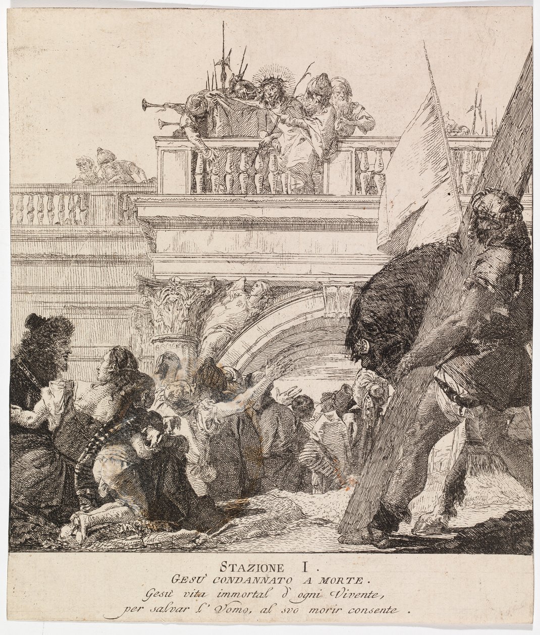 Via crucis - Station I. Jezus is ter dood veroordeeld door Giovanni Domenico Tiepolo