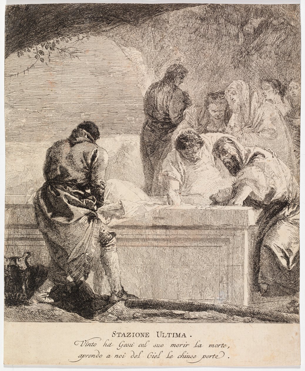 Via crucis - Statie XIV. Jezus wordt in het graf gelegd door Giovanni Domenico Tiepolo