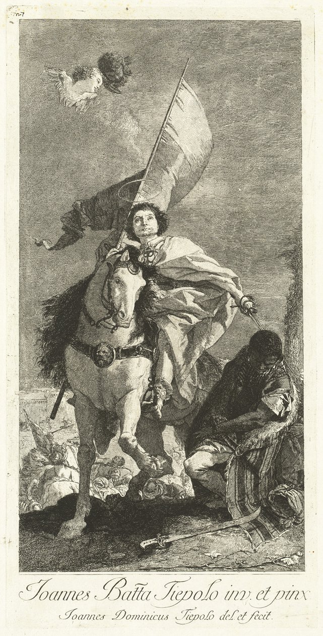 Sint Jacobus van Compostela door Giovanni Domenico Tiepolo after Giovanni Battista Tiepolo