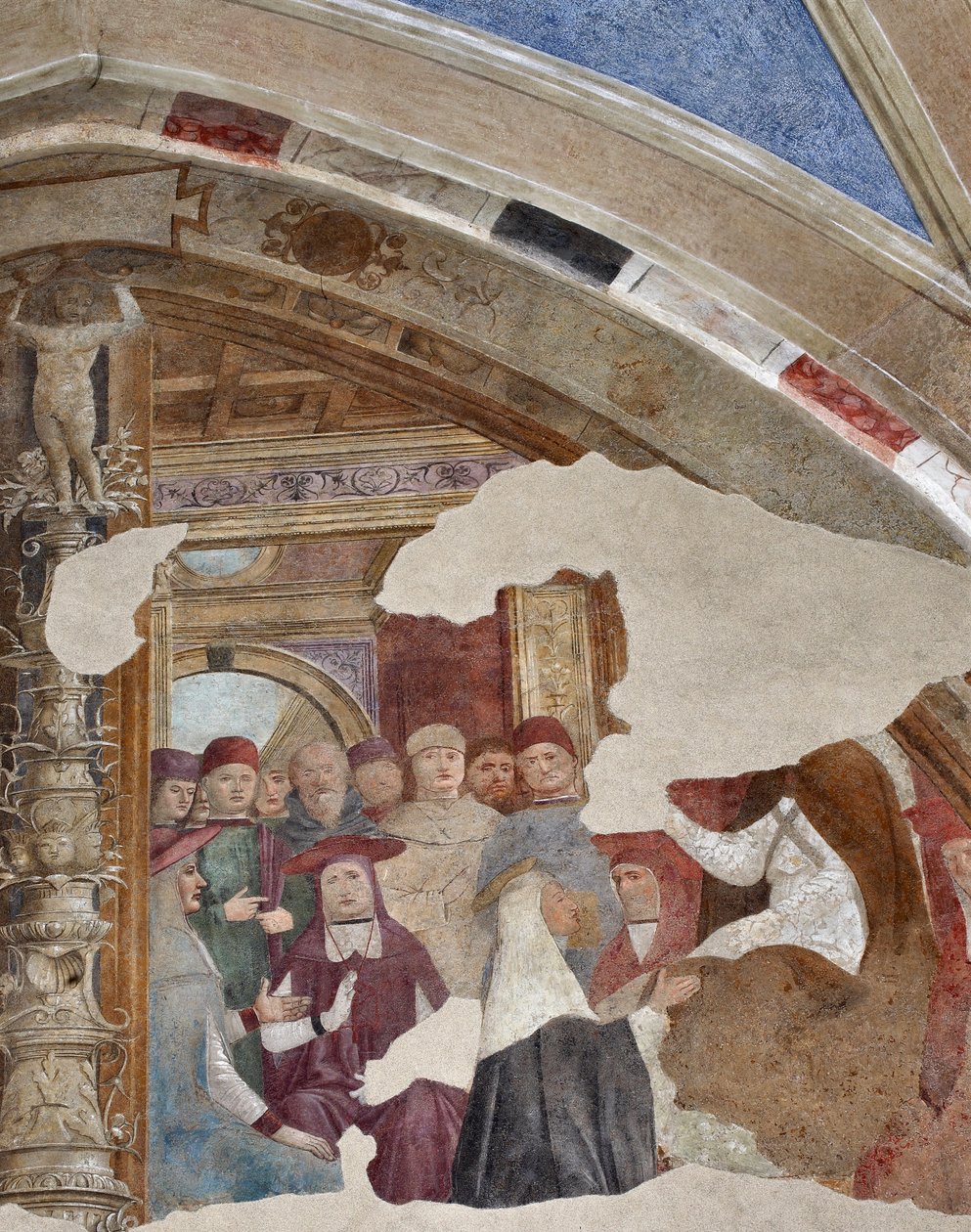 St. Catharina van Siena voor paus Gregorius XI in Avignon (fresco) door Giovanni Donato Montorfano