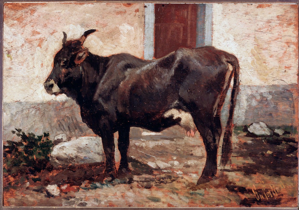 Bruine koe door Giovanni Fattori