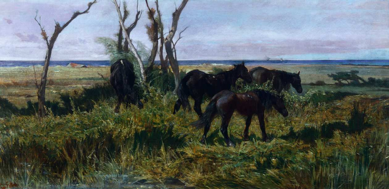 Grazende paarden door Giovanni Fattori