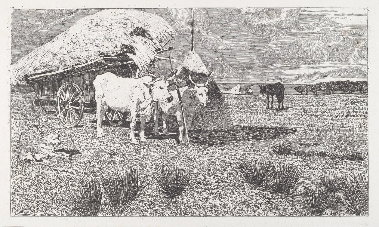 Ossen aan de Kar (Maremma) door Giovanni Fattori