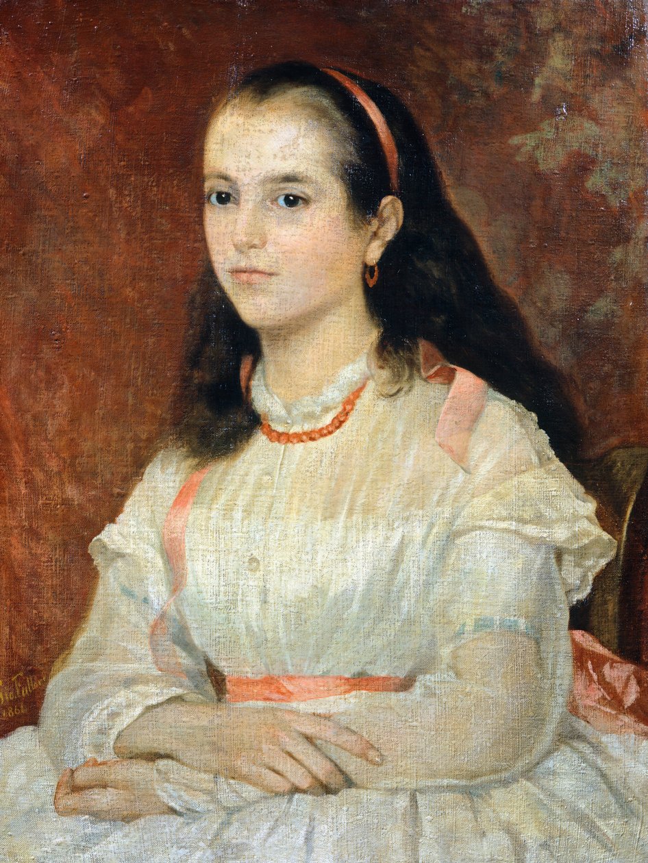 Portret van juffrouw Siccoli door Giovanni Fattori