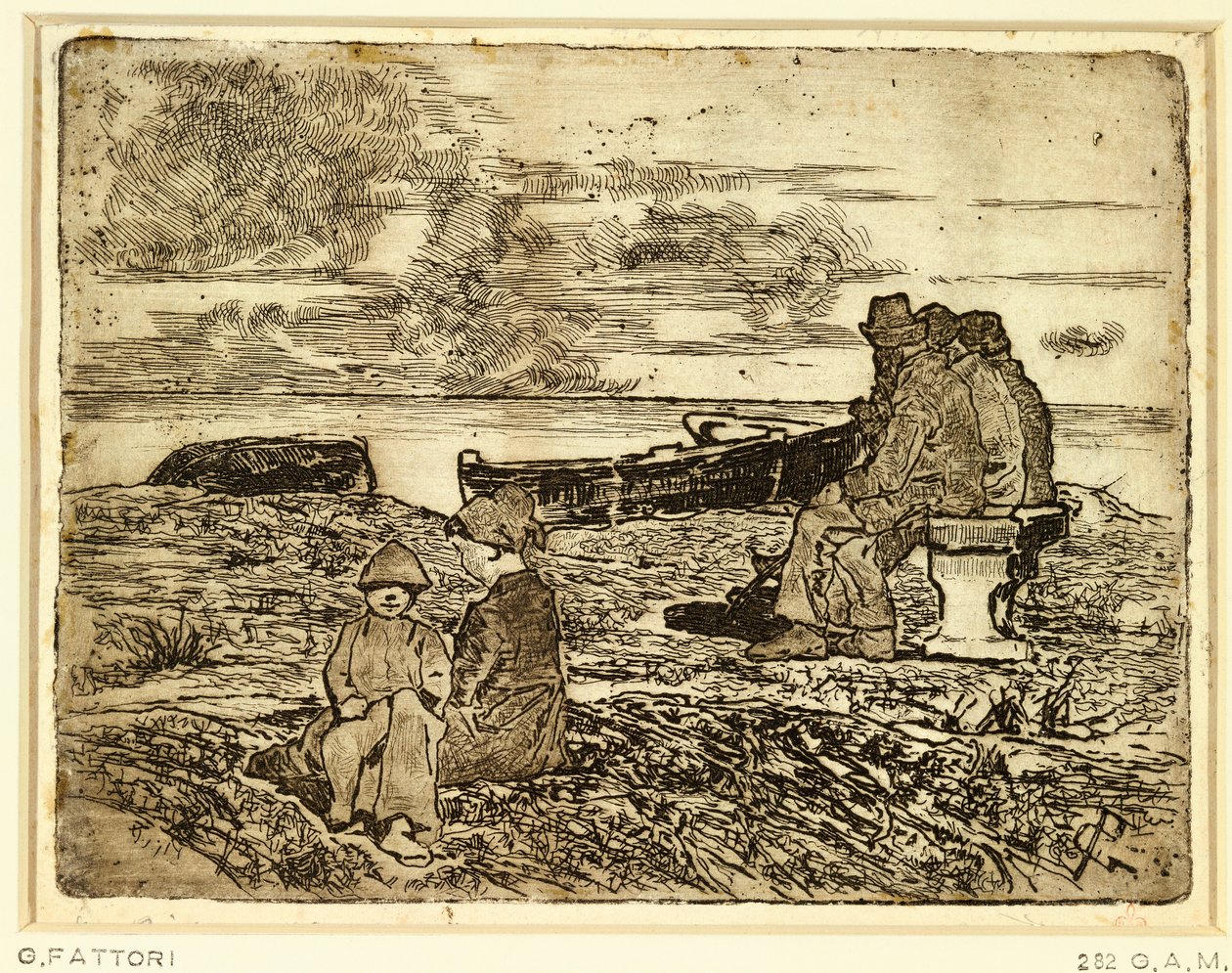 Rustende Zeelieden door Giovanni Fattori