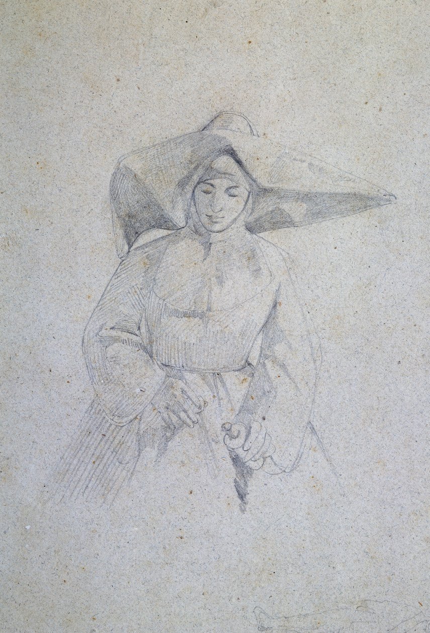 Studie van non voor Het Italiaanse Kamp bij de Slag bij Magenta door Giovanni Fattori door Giovanni Fattori