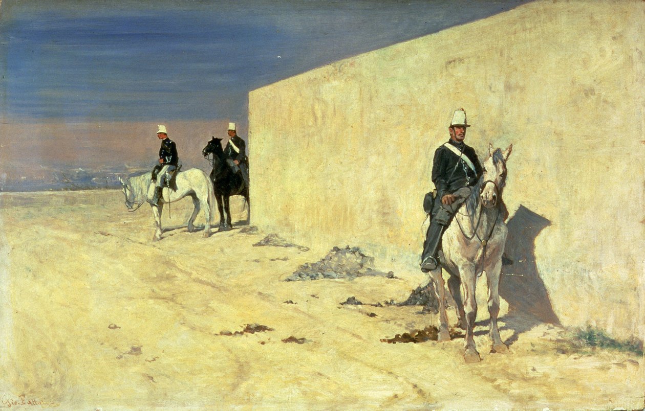 De wacht (De witte muur), ca. 1871 door Giovanni Fattori