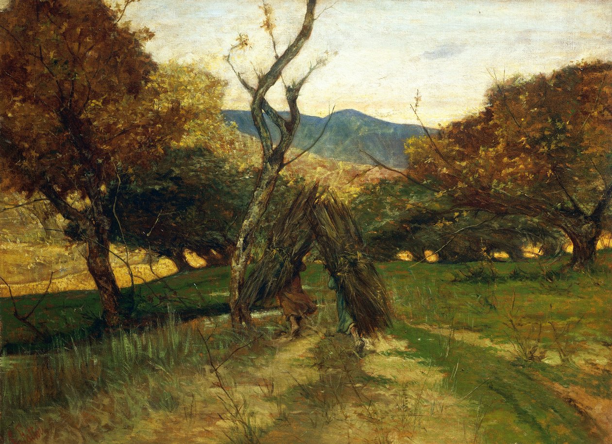 Houtstapel, circa 1874 door Giovanni Fattori