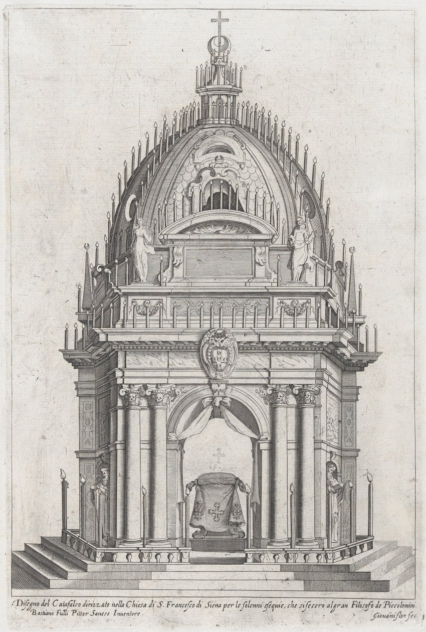 Ontwerp van de katafalk voor Francesco Piccolomini door Giovanni Florimi