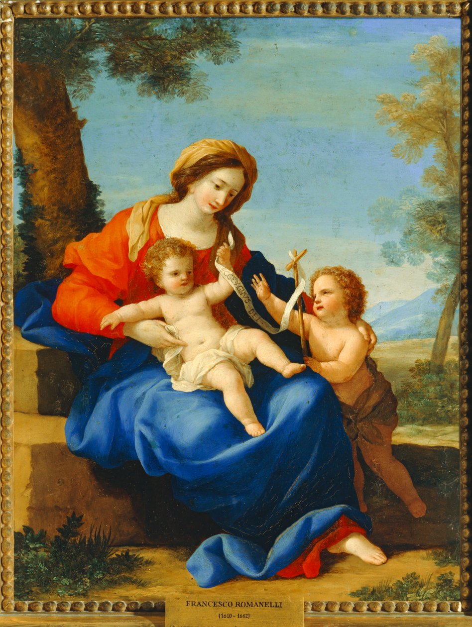 Maagd en kind met de jonge Johannes Baptist door Giovanni Francesco (1610-62) Romanelli