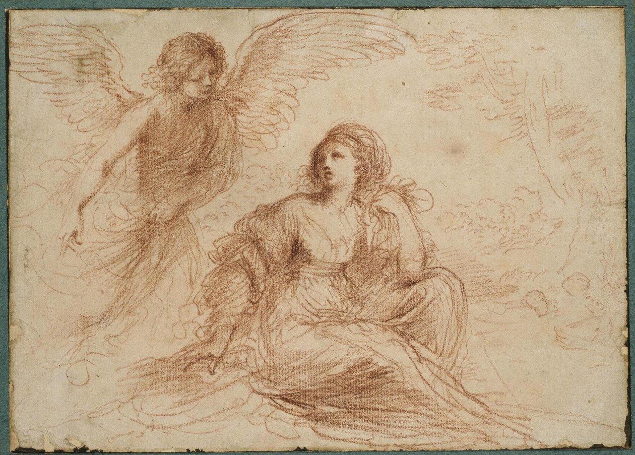 Een engel verschijnt aan Hagar en Ismaël, c.1653 door Giovanni Francesco Barbieri