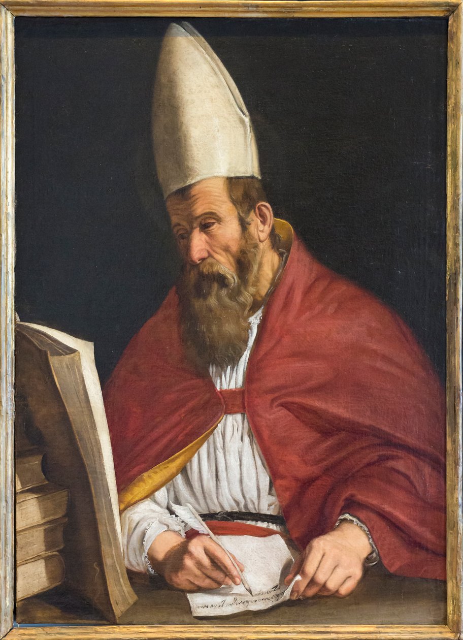 Gecanoniseerde bisschop, mogelijk Sint Augustinus door Giovanni Francesco Guerrieri