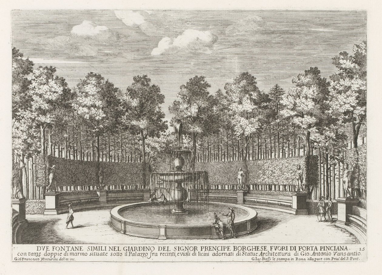 Fontein in de Villa Borghese te Rome door Giovanni Francesco Venturini