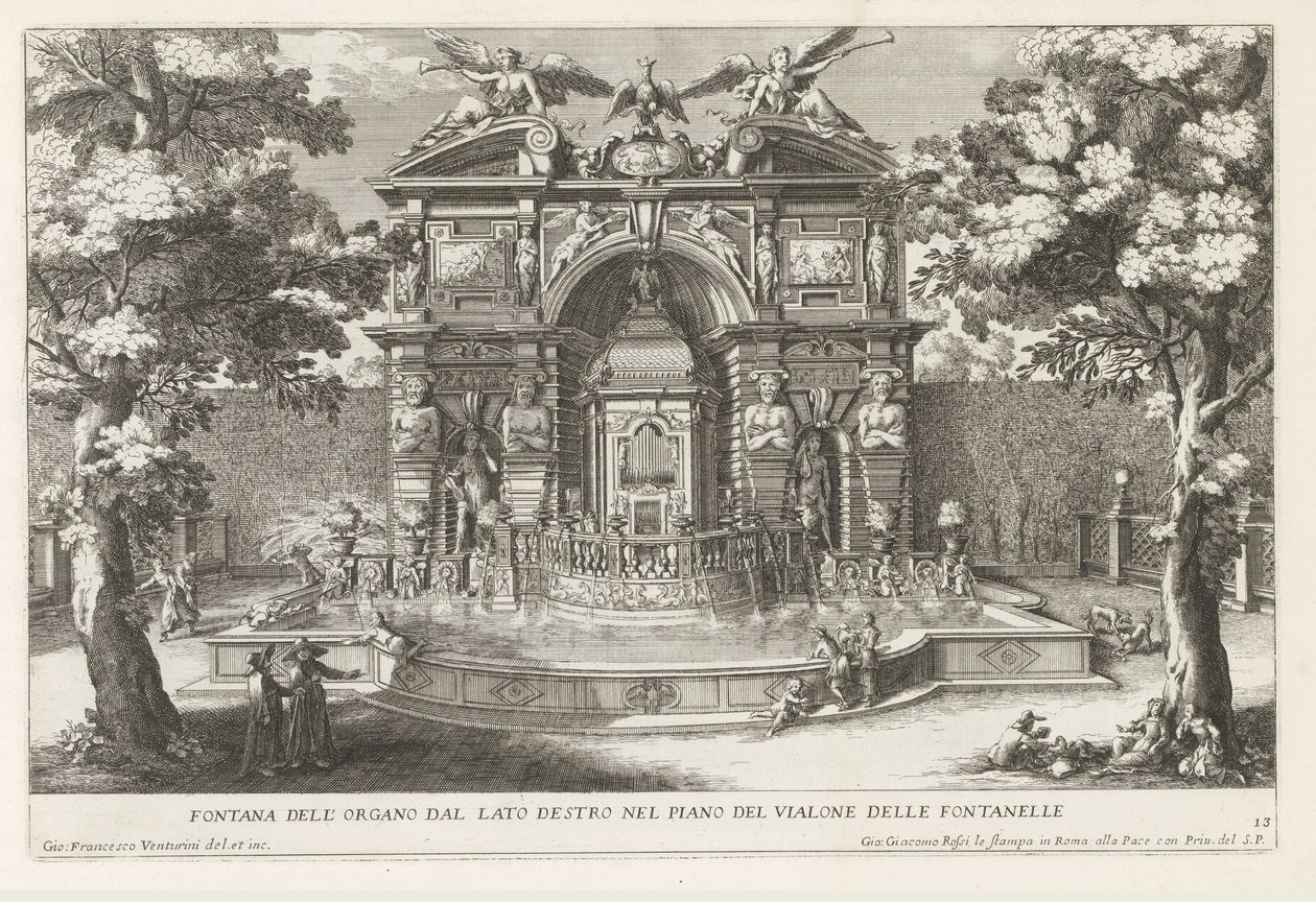 Fontein met hydraulisch orgel in de tuinen van de Villa d