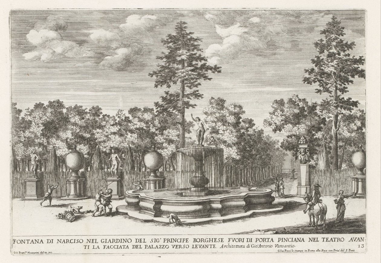 Fontein van Narcissus in de Villa Borghese te Rome door Giovanni Francesco Venturini