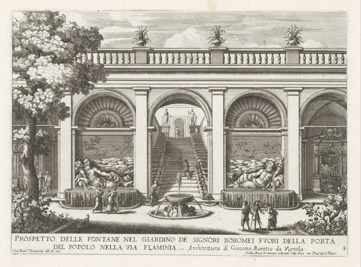 Tuin van een paleis te Rome door Giovanni Francesco Venturini